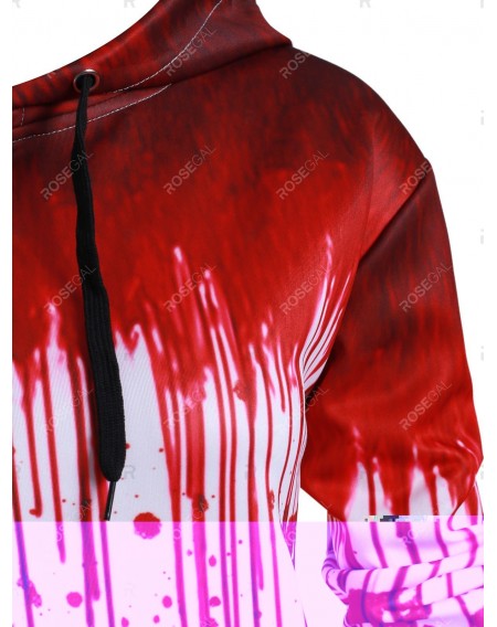 Front Pocket Paint Splatter Blood Halloween Plus Size Hoodie - 1x