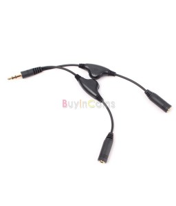 3.5mm Headphone Stereo Audio Y Splitter Cable Cord With Separate Volume Controls