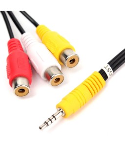 3.5mm Mini AV Male to 3RCA Female M/F Audio Video Cable Stereo Adapter Cord