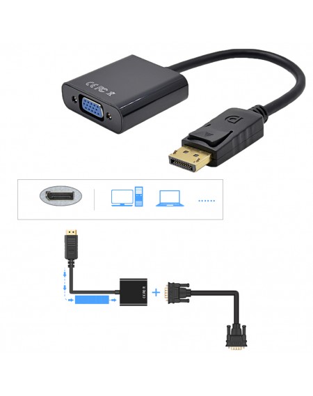 Displayport to VGA Large DP to VGA Adapter DP to VGA Cable DLLE DP Adapter Cable