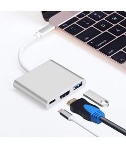 Type C USB 3.1 to USB-C 4K HDMI USB 3.0 Adapter 3 in 1 Hub For Apple Macbook Lot