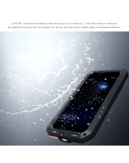 Love Mei Aluminum Metal Gorilla Glass Shock/Water Proof Case For Huawei P10 Plus