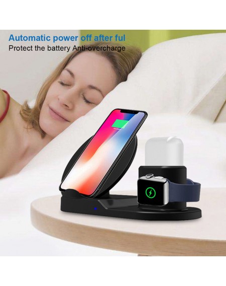 3in1 10W Qi Wireless Fast Charger Dock Stand For Apple Watch Airpods iPhone X Xs