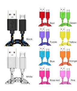 Micro USB Cable 1m 2m 3m Nylon Braided Fast Charging Cable USB Charger Cord For Huawei Xiaomi Samsung