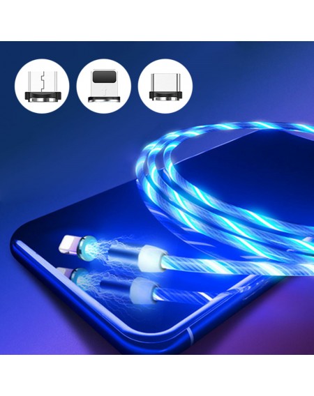 LED Data line Magnetic Micro USB Cable Fast Charging USB Type C Magic light Charging Cable For iphone11 Huawei P30 Pro