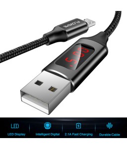 LED Digital Micro USB Cable Type-C Charger V/A Display Charge Data Braided Cable For Samsung Xiaomi USB-C Cable Cargador